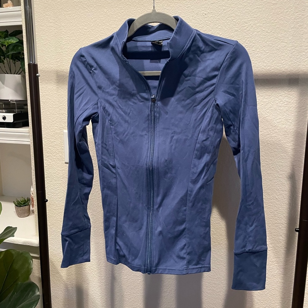Blue Full length zip jacket | Balance Athletica
